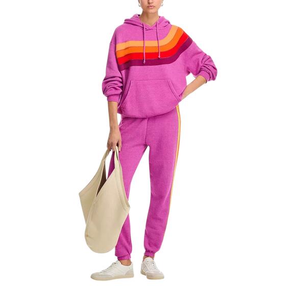 AVIATOR NATION Wave Pullover Hoodie in Magenta XS - Picture 3 of 12